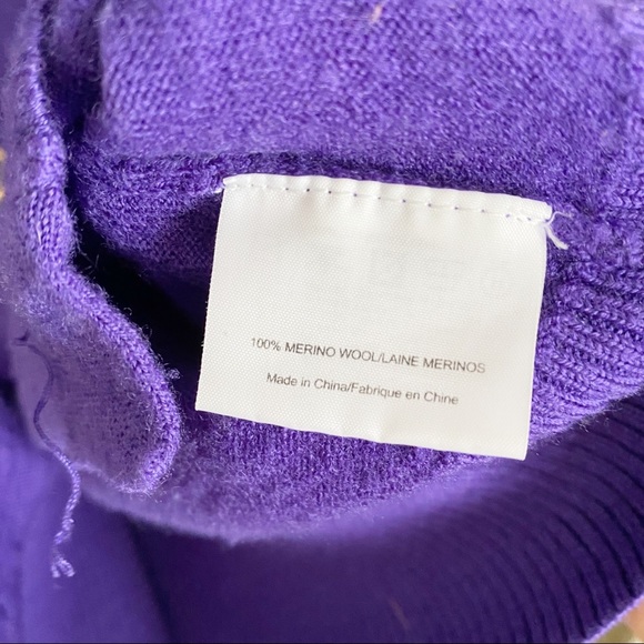 Tory Burch Simone Cardigan Long Sleeve Purple Small - Picture 6 of 6